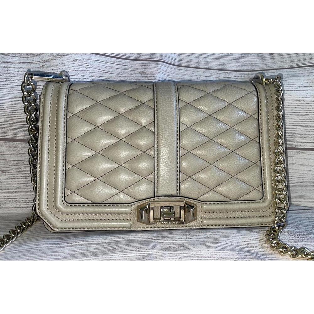 Rebecca Minkoff Beige Quilted Love  Crossbody Bag